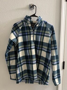 NWT Eddie Bauer Quest Fleece Quarter Zip Pullover Green Blue Small